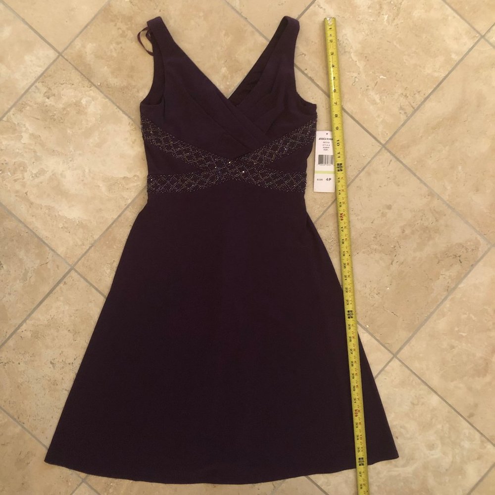 Jessica Howard Royal Purple Beaded Bodice Cocktail Dress 4P NWT